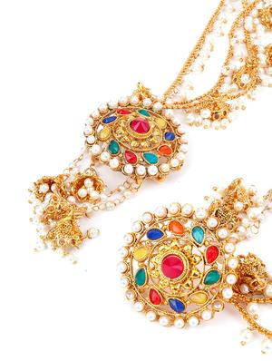 gold metal jhumka earrings - 17758061 - Standard Image - 2