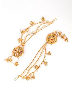 gold metal jhumka earrings - 17758061 - Standard Image - 3
