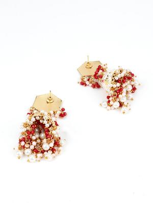 white metal jhumka earrings - 17758064 - Standard Image - 2