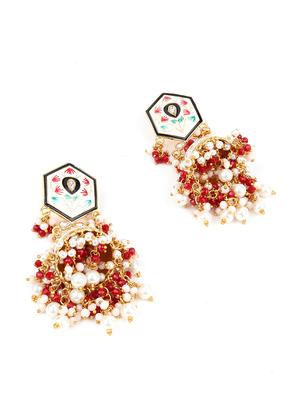 white metal jhumka earrings - 17758064 - Standard Image - 3