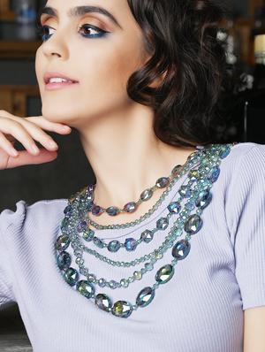 green crystal long necklace - 17758131 - Standard Image - 5