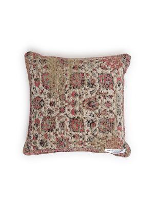 jacquard cotton chenille cushion cover in persian motif - beige and maroon - 17758228 - Standard Image - 3