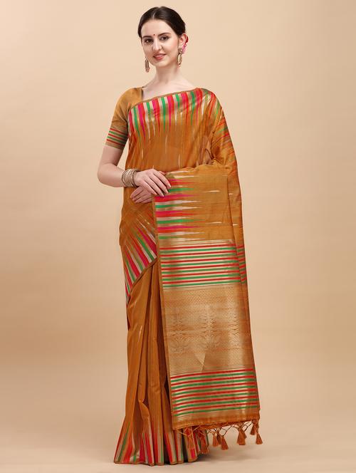 ikat tussar saree with blouse - 17758640 - Standard Image - 1