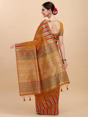 ikat tussar saree with blouse - 17758640 - Standard Image - 2