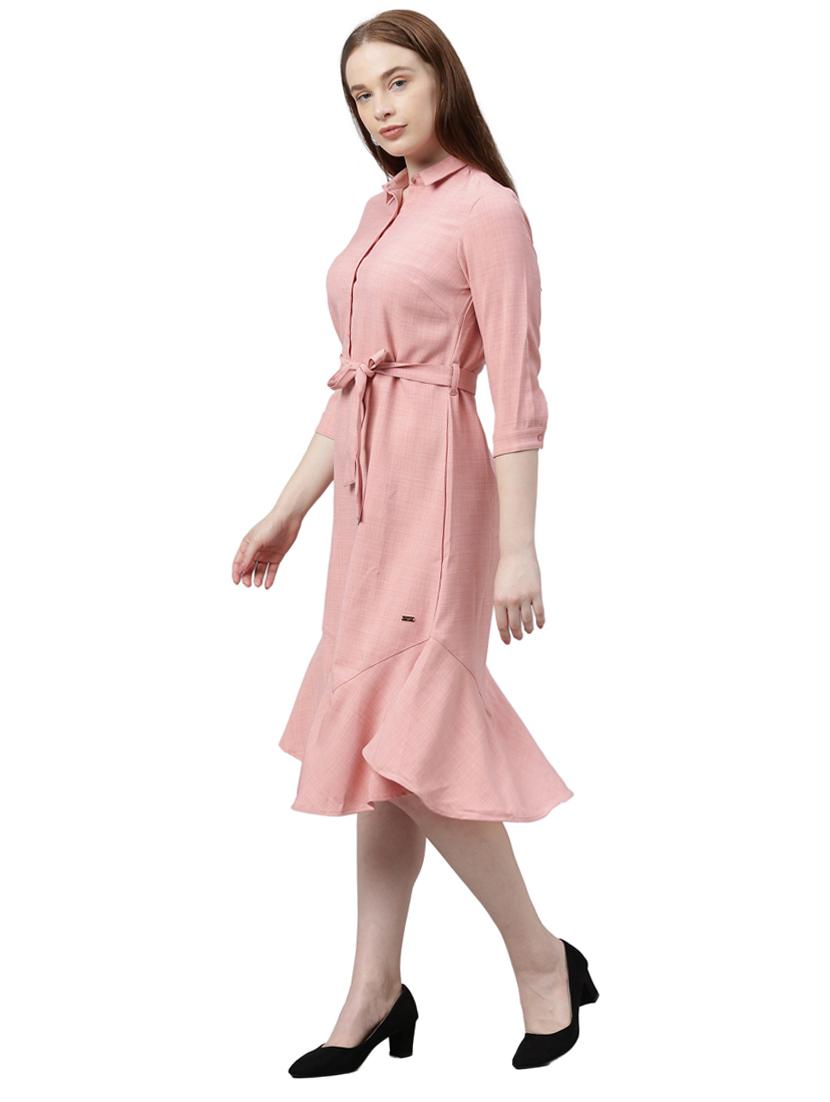 tie front solid flared dress - 17759011 - Zoom Image - 3