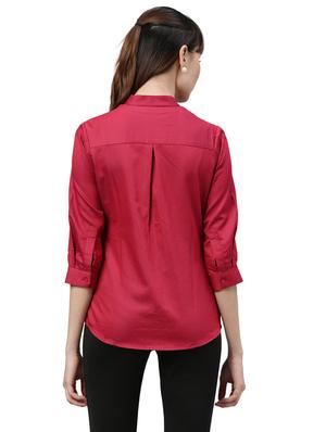 mandarin neck solid shirt - 17759209 - Standard Image - 3