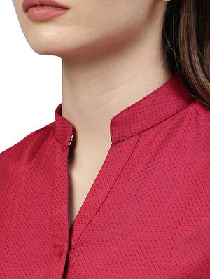 mandarin neck solid shirt - 17759209 - Standard Image - 5
