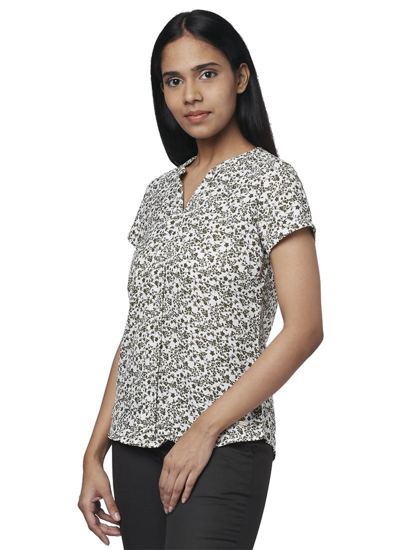 mandarin neck floral top - 17759390 - Zoom Image - 2
