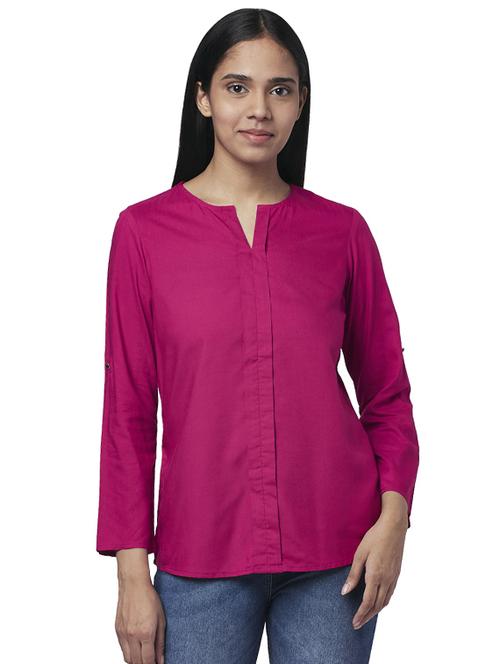 notch neck solid top - 17759435 - Standard Image - 1