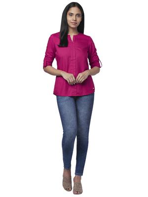 notch neck solid top - 17759435 - Standard Image - 4
