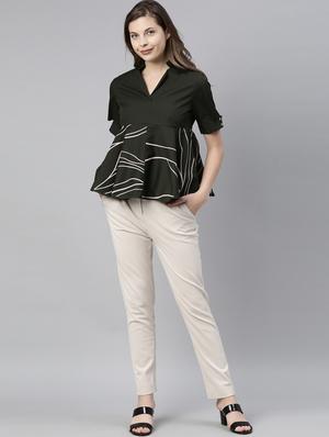 mandarin neck printed peplum top - 17759866 - Standard Image - 4