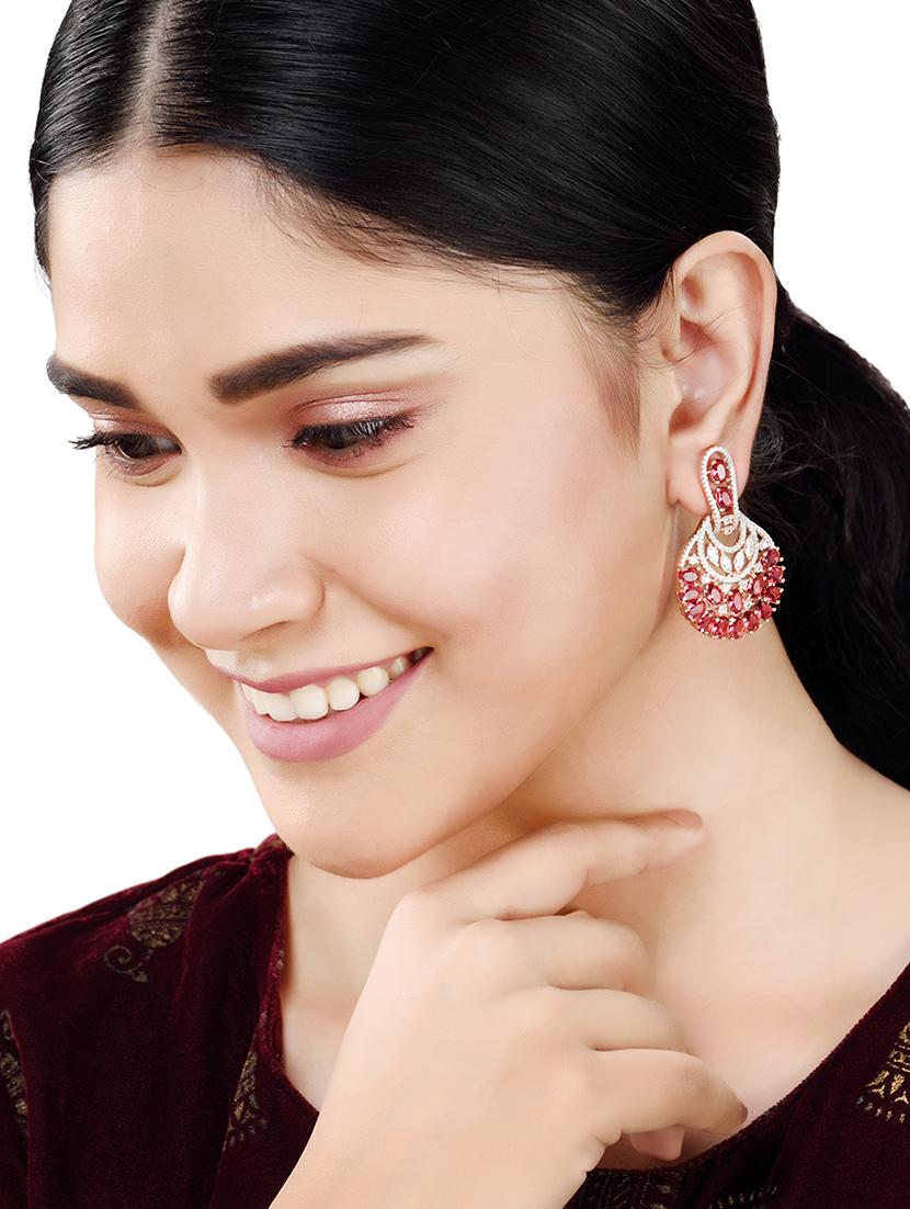 red brass drop earring - 17759881 - Zoom Image - 4