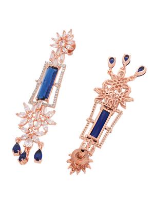 rose gold plated blue ad studded drop earrings - 17759886 - Standard Image - 3