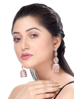 white brass jhumka earring - 17759889 - Standard Image - 4