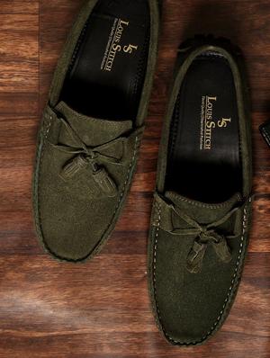 green leather slip on loafers - 17760157 - Standard Image - 3