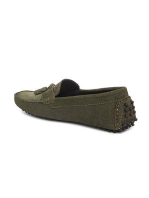 green leather slip on loafers - 17760157 - Standard Image - 4