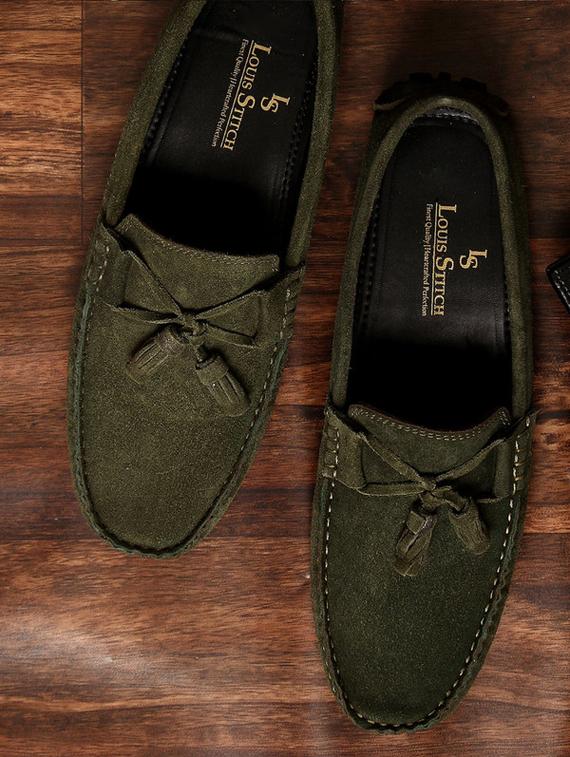 green leather slip on loafers - 17760157 - Zoom Image - 3