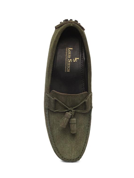green leather slip on loafers - 17760157 - Zoom Image - 5