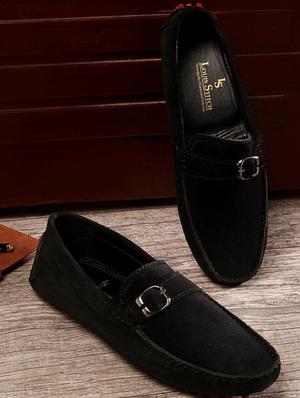 black leather slip on loafers - 17760161 - Standard Image - 3