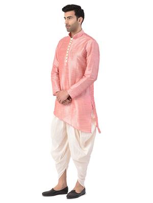pink solid silk blend dhoti kurta set - 17760224 - Standard Image - 2