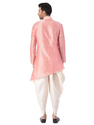pink solid silk blend dhoti kurta set - 17760224 - Standard Image - 3