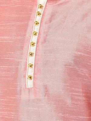 pink solid silk blend dhoti kurta set - 17760224 - Standard Image - 4
