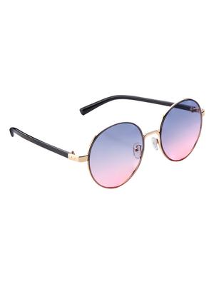 e2o unisex pink lens & golden round sunglasses with uv protected lens - 17760323 - Standard Image - 2