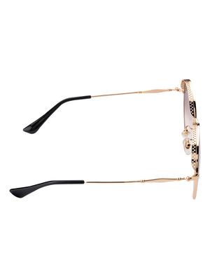 e2o unisex brown lens & golden round sunglasses with uv protected lens - 17760334 - Standard Image - 3