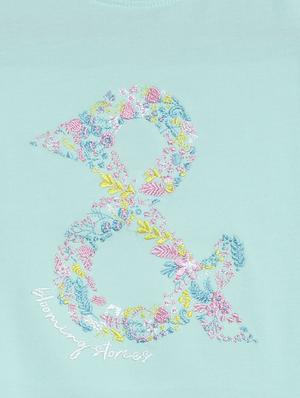 blue embroidered regular tee - 17760443 - Standard Image - 3