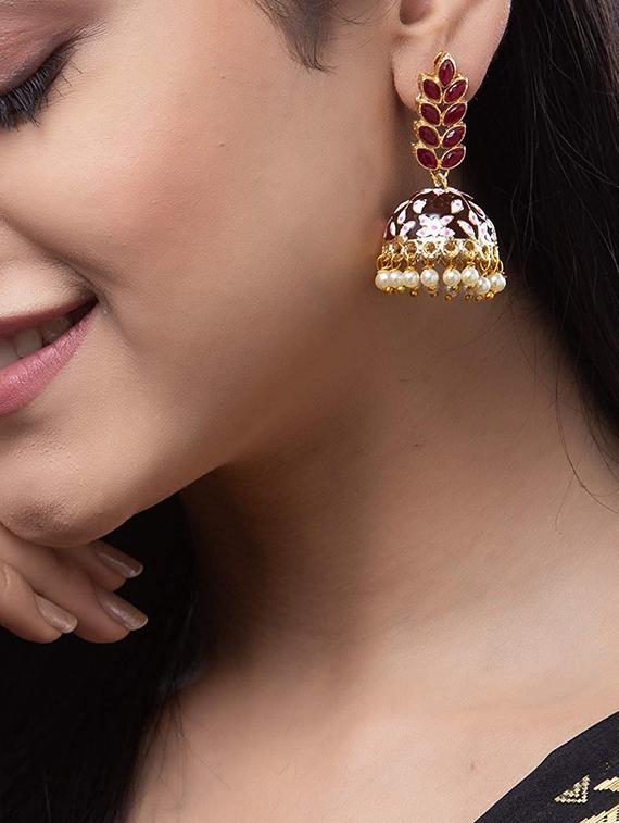 black brass jhumka earring - 17760446 - Zoom Image - 4