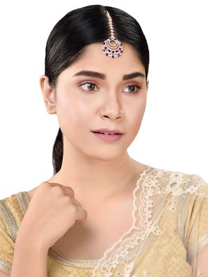 blue brass maang teekas & passa - 17760672 - Standard Image - 4