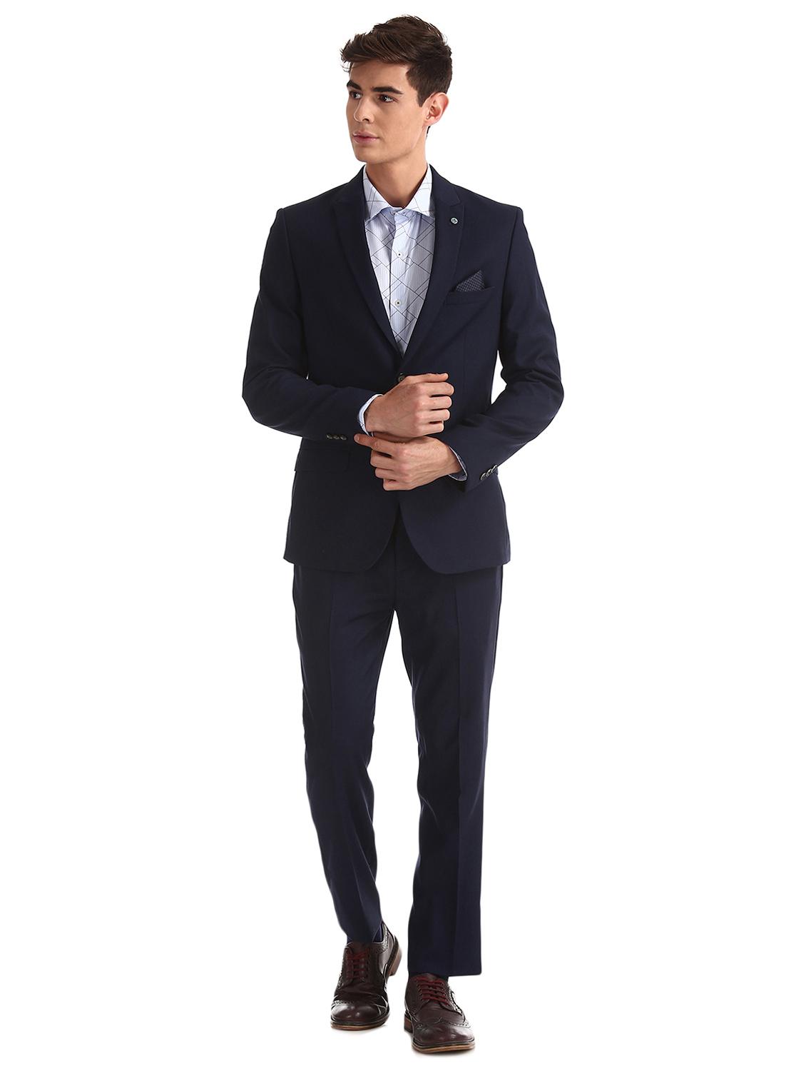 blue solid single breasted suit - 17760812 - Zoom Image - 1