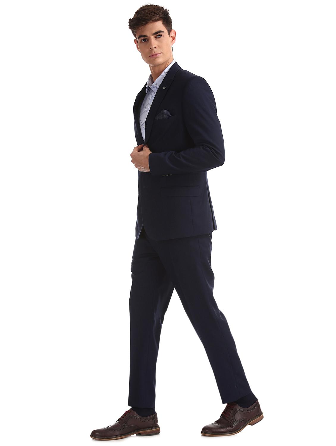 blue solid single breasted suit - 17760812 - Zoom Image - 2