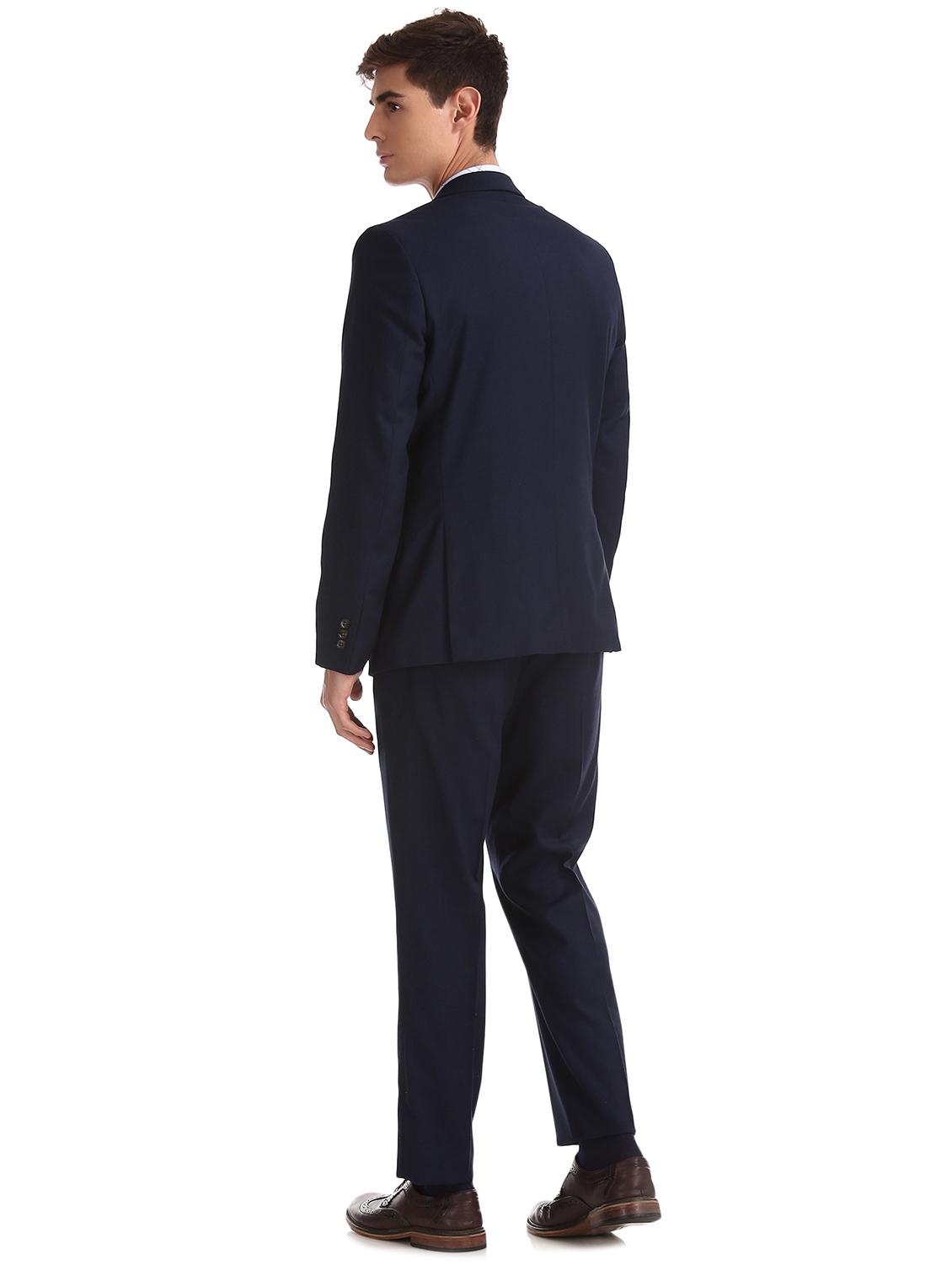 blue solid single breasted suit - 17760812 - Zoom Image - 3