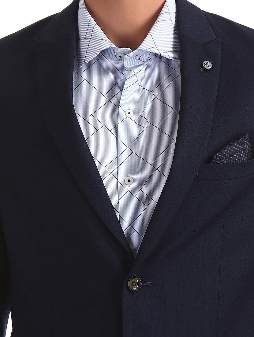 blue solid single breasted suit - 17760812 - Zoom Image - 4