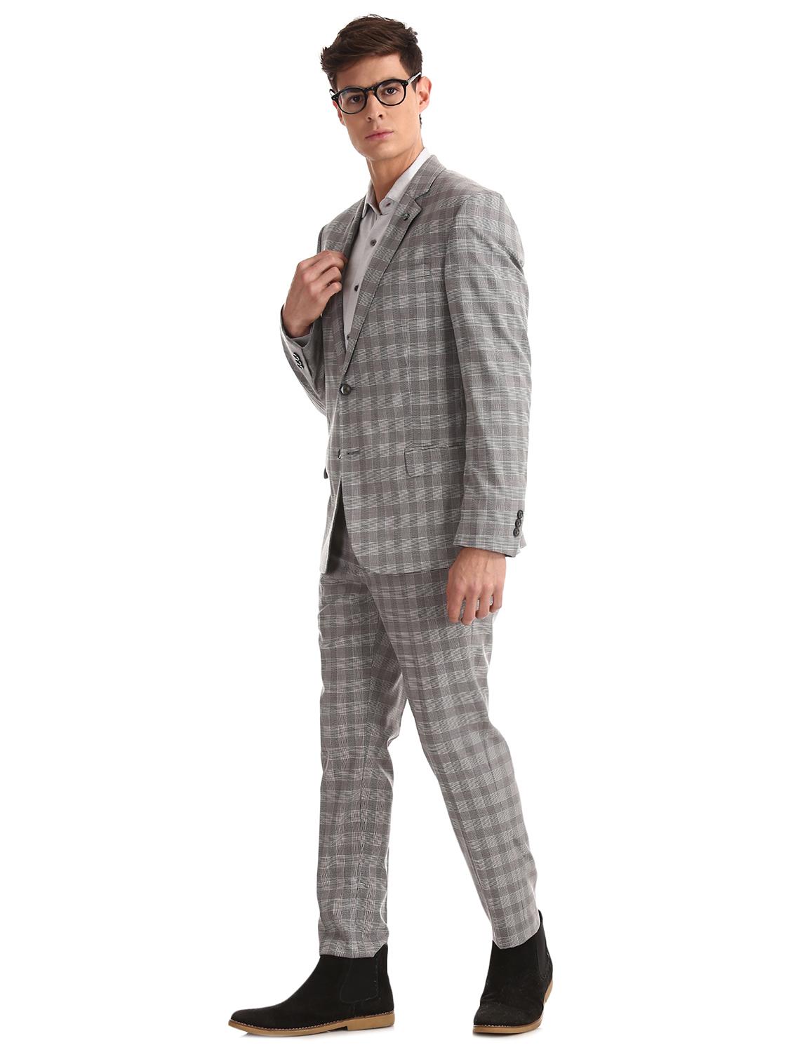 grey checkered single breasted suit - 17760818 - Zoom Image - 2