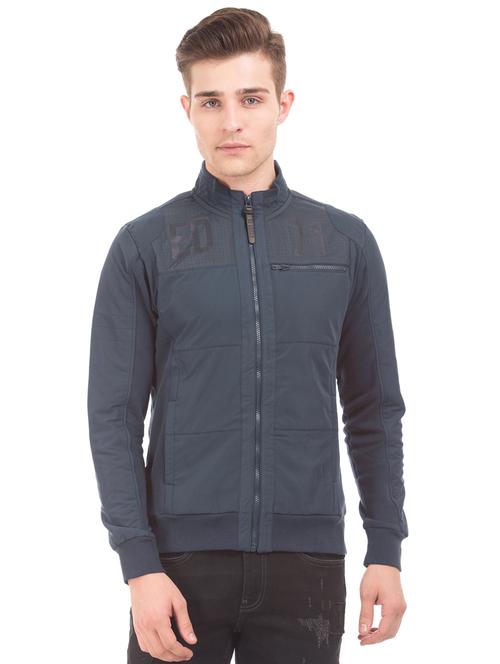 blue printed casual jacket - 17760851 - Very Small Image - 1