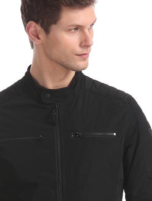 black solid casual jacket - 17760923 - Standard Image - 5