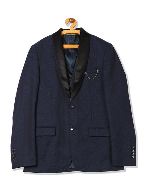 blue self design 3 piece suit - 17761002 - Standard Image - 1