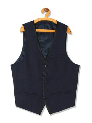 blue self design 3 piece suit - 17761002 - Standard Image - 2