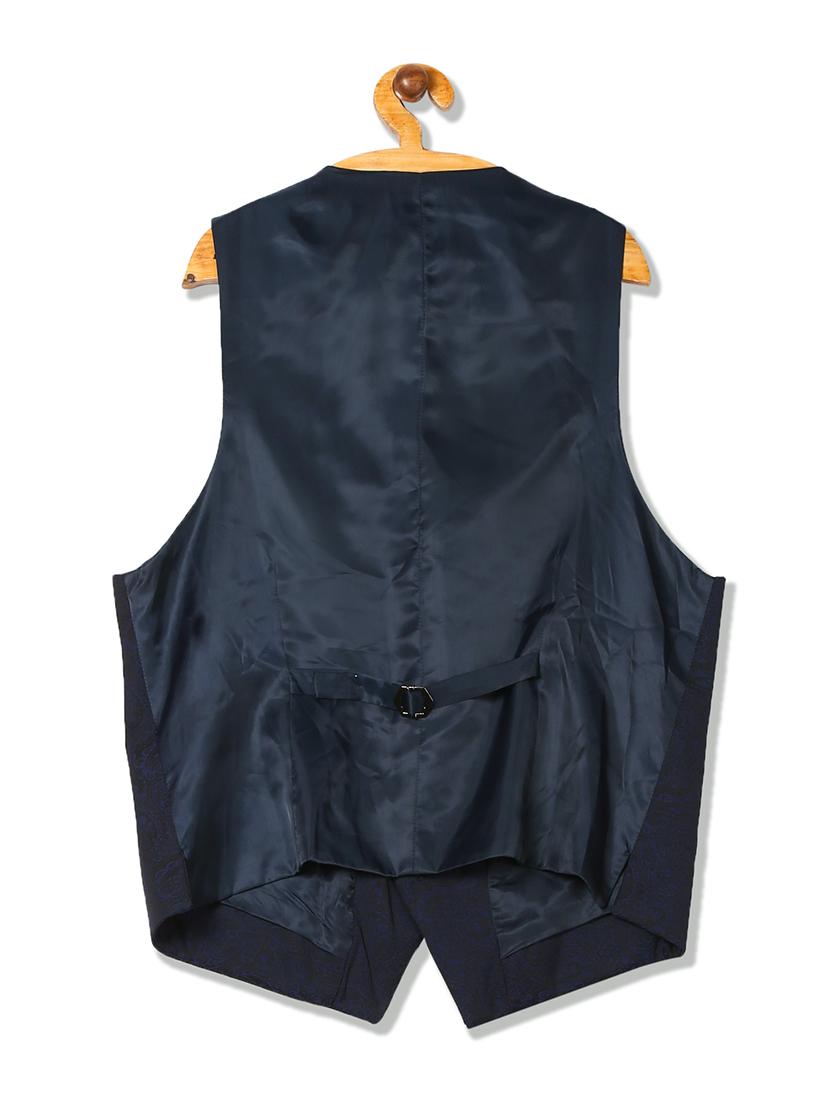 blue self design 3 piece suit - 17761002 - Zoom Image - 3