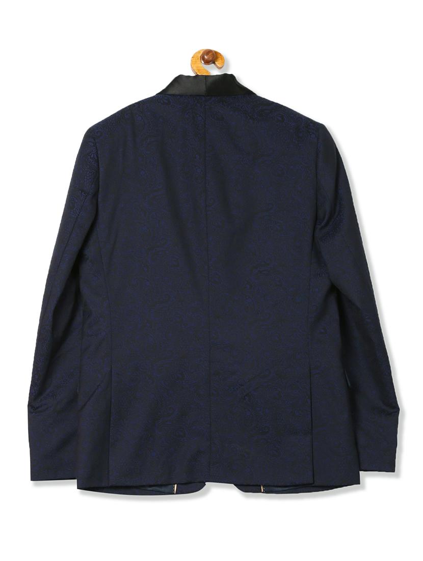blue self design 3 piece suit - 17761002 - Zoom Image - 4