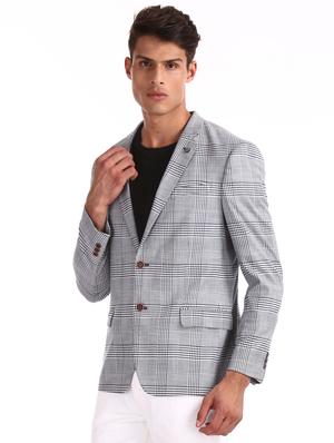 white checkered single breasted formal blazer - 17761182 - Standard Image - 2