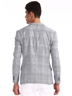 white checkered single breasted formal blazer - 17761182 - Standard Image - 3