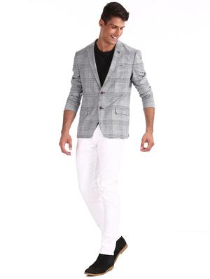 white checkered single breasted formal blazer - 17761182 - Standard Image - 4