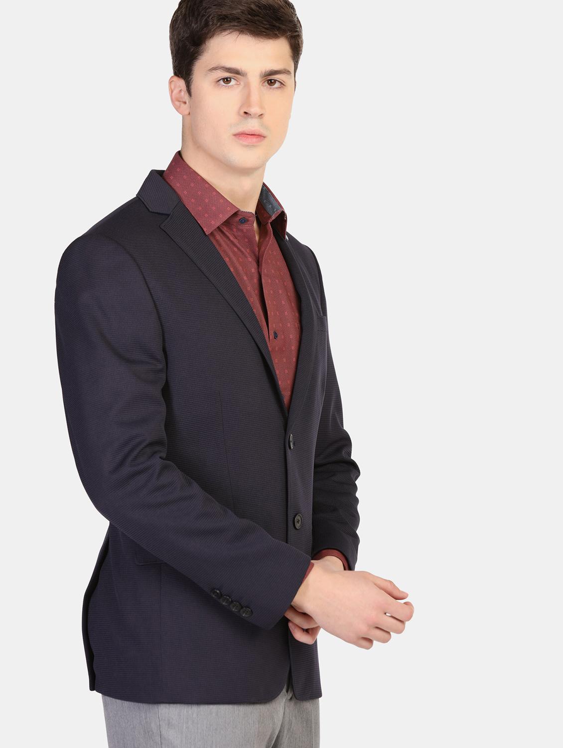 blue self design formal blazer - 17761215 - Zoom Image - 2