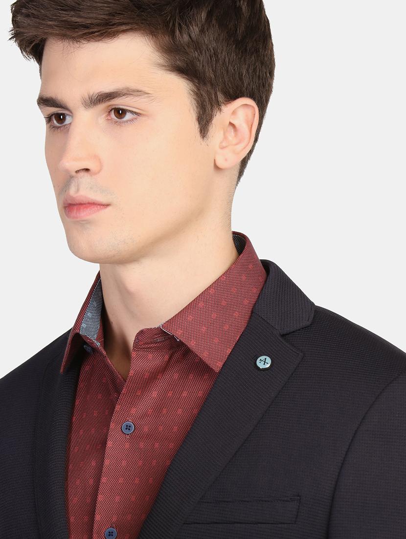 blue self design formal blazer - 17761215 - Zoom Image - 5