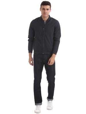 navy blue solid bomber jacket - 17761238 - Standard Image - 4