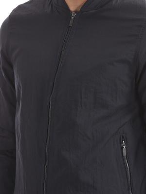 navy blue solid bomber jacket - 17761238 - Standard Image - 5