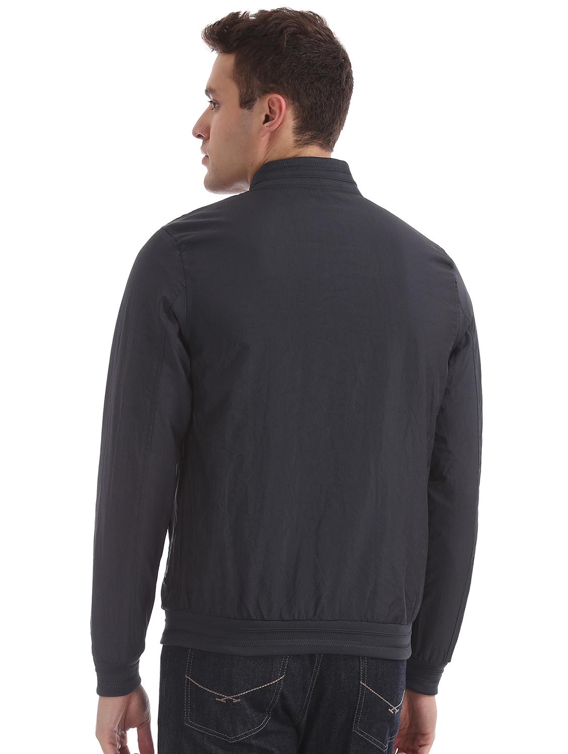 navy blue solid bomber jacket - 17761238 - Zoom Image - 2